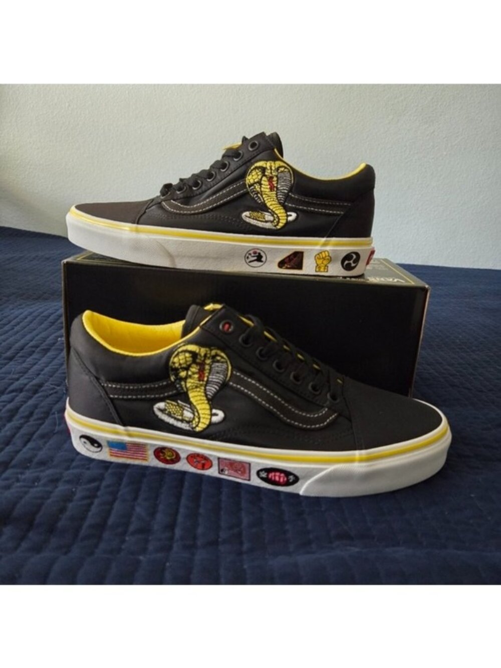 Vans Old Skool Cobra Kai Strike First Women Yellow Black White Rare 0826